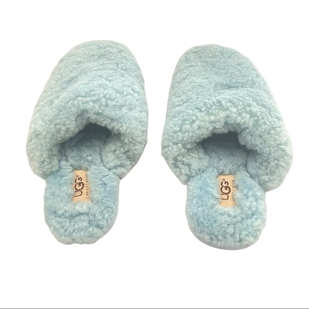 UGG Scuffita Sheepskin Slide Slippers in light blue